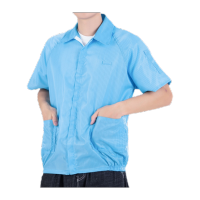 鸣固 防静电服分体短袖上衣 洁净服防尘服无尘防护服 防尘用喷漆防护工作服 蓝 XXXL码