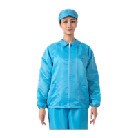 鸣固 防静电服分体长袖上衣 洁净服防尘服无尘防护服 防尘用喷漆防护工作服 蓝 XXL码