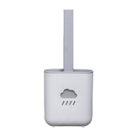 鸣固 ZJ6229马桶刷套装无死角挂墙式免打孔壁挂式置物架创意硅胶马桶刷子 灰色