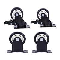 鸣固 万向轮子 PU脚轮聚氨酯金钻家具轮轱辘滚轮轻音耐磨电泳黑色脚轮子 3寸定向(2只)+万向刹车(2只)