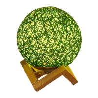 鸣固 led藤球灯 小夜灯创意台灯氛围灯装饰圆球灯彩灯照明灯 充电1600mA茶绿15cm调光ZL5323