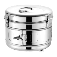 鸣固 不锈钢储槽高温无菌贮槽敷料纱布器械盒消毒锅桶棉花缸储物槽 直径17cm[304不锈钢]