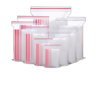 鸣固 骨袋小号塑封口袋透明保险袋包装袋子加厚塑料分装pe密实袋 8丝红边28*40 100只 KD076791