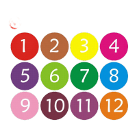 鸣固 彩色圆形月份数字贴纸1-12月数字分类标签贴30mm标签圆形不干胶贴 1-12各15贴(180贴)