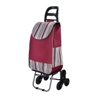 鸣固 工具车厂家手推车折叠小拉车手拉车小推车拉杆车 加大款(轴承爬楼轮+加强底板)酒红条纹可定制