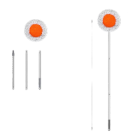 鸣固 除尘太阳花地拖 吸水平板拖把 家用除尘拖把向日葵拖把 桔色(45-125cm杆长)套装-3节拼接不锈钢