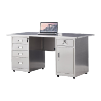 鸣固 加厚不锈钢办公桌201带抽屉工作台工厂无尘车间操作台实验室写字台1.6m五斗一门桌