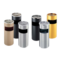 鸣固 酒店垃圾桶大堂立式不锈钢带烟灰缸商用宾馆走廊ktv电梯口果皮箱 圆形菊花格黑色25*61cm