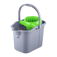 鸣固 拖把桶多用地拖清洗桶带滑轮塑料水桶拖把拧干桶地拖桶 30L 灰色(灰色身+绿色篮子)