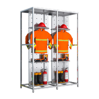 鸣固 不锈钢战斗服架消防衣架双面旋转消防队救援矿工衣帽架存储架 201双人位