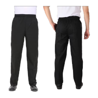 鸣固 春秋高品质厨师工作服男女工厂厨师服 黑色弹力棉[全松紧]秋冬款4XL