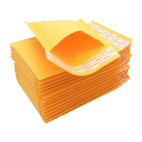 鸣固 黄色牛皮纸气泡袋 服装包装袋气泡信封袋 防水快递袋定制泡沫袋 30×40+4cm 一箱90个气泡袋