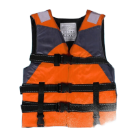 鸣固 成人救生衣 牛津防汛救生衣应急救援水上漂流大浮力救生马甲 雅马哈款橙色 KD582385