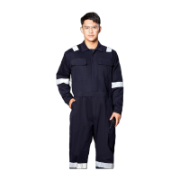 鸣固 连体工作服棉带反光条工作服 连体款 藏青色 4XL