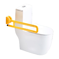 鸣固 ZJ6199折叠上翻残疾人无障碍挂壁浴室助力起身坐便器马桶扶手架 600mm黄色