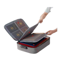 鸣固 多层证件收纳包大容量 多功能收纳盒信用卡文件包 三层 黑色