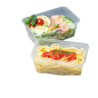 鸣固 ZH4021一次性长方盒带盖方形塑料pp餐盒透明饭盒外卖打包盒方1000ml透明(50套)