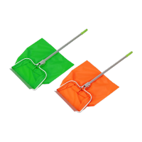 鸣固 加厚铝合金杆户外防风簸箕垃圾斗环卫工人便携布兜保洁布袋铲撮斗 绿色30cm宽 约90cm高'