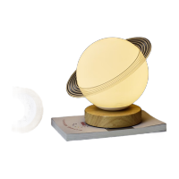 鸣固 led藤球灯 小夜灯创意台灯彩灯月球氛围灯 USB固定亮度+圆木座ZL5367