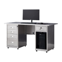 鸣固 加厚不锈钢办公桌201带抽屉工作台工厂无尘车间操作台实验室写字台1.2m五斗一空桌