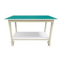 鸣固 防静电工作台带轮 手推移动维修桌流水线操作台打包台双层带轮150*60*75