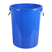 鸣固 大号塑料圆形垃圾桶 酒店餐厅工业环卫物业大容量有盖加厚收纳水桶 160L蓝色带盖