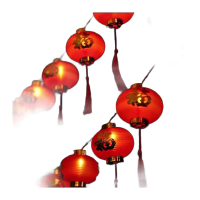 鸣固 led彩灯 虎年春节新年过年金福字流苏灯笼闪灯串小红灯笼 直径6cm-10米80灯-usb款ZL5428