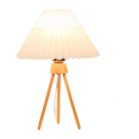 鸣固 照明灯 百褶创意床头台灯卧室客厅书房装饰小夜灯实木灯 米白灯罩-直插暖光-三色遥控调光+定时ZL5346