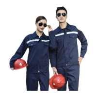 鸣固 工作服套装反光条环卫工程工地汽修厂服劳保服 藏蓝色套装3XL码