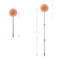 鸣固 除尘太阳花地拖 吸水平板拖把 家用除尘拖把向日葵拖把 桔色(50-95cm杆长)套装-3节不锈钢