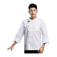 鸣固 厨师工作服长袖厨师工作服 长袖[白色] M