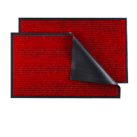 鸣固 双条纹除尘消毒地垫 门口走廊过道PVC进门入户厨房浴室防滑垫 大红色2.0米宽 需要几米数量拍几