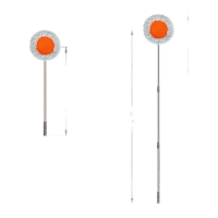 鸣固 除尘太阳花地拖 吸水平板拖把 家用除尘拖把向日葵拖把 灰色(75-175cm杆长)套装-3节不锈钢