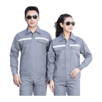 鸣固 劳保工作服长袖工装外套耐磨工厂车间灰色上衣185