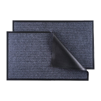 鸣固 双条纹除尘消毒地垫 门口走廊过道PVC进门入户厨房浴室防滑垫 灰色1.6米宽 需要几米数量拍几