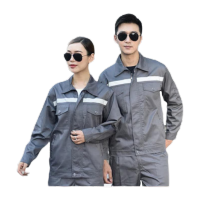 鸣固 工作服套装反光条环卫工程工地汽修厂服劳保服 灰色套装2XL码