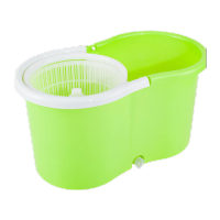 鸣固 ZL2456八字桶旋转拖把桶双驱动懒人免手洗手压拖把拖布桶套装 钢篮+钢盘 绿色