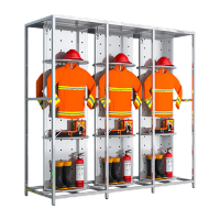 鸣固 不锈钢战斗服架消防衣架双面旋转消防队救援矿工衣帽架存储架 201三人位