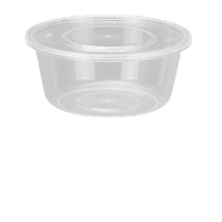 鸣固 ZH4032一次性饭盒打包盒快餐盒带盖圆形小菜冰粉沙拉碗300ml透明(50套)