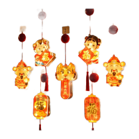 鸣固 led彩灯 吸盘灯2022虎年春节新年福字发光灯春节挂饰窗贴玻璃橱窗闪灯 福娃女ZL5398