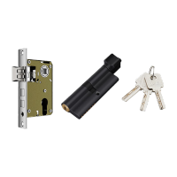 鸣固 锁芯70黑色锁芯+锁体-35-45MM-通用型-带钥匙