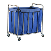 鸣固 304不锈钢污物回收车 酒店清洁车垃圾处理车医院晨间护理脏物推车 大号长方形污物车