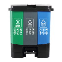 鸣固ZJ6643 三分类脚踏垃圾桶翻盖大号厨余商用三合一垃圾箱 40L三分类(绿灰蓝 厨余其他可回收)