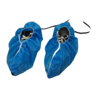 鸣固 一次性无纺布鞋套 印花带导电条鞋套 安全防护鞋套(100只/包)蓝色 ZG2467