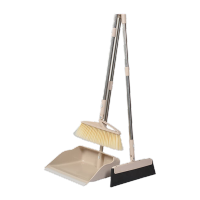 鸣固 ZJ4039旋转扫帚不锈钢畚箕组合扫地不粘头发软毛笤帚扫把簸箕套装 普通丝 三件套 KW393331