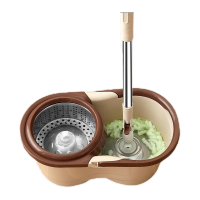 鸣固ZJ6587 旋转拖把杆懒人双驱动可分离甩干免手洗拖布桶套装 红色