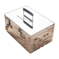 鸣固 不锈钢密码箱35*26*18cm 密码锁+挂锁50万存钱罐刻字款