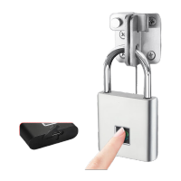 鸣固 指纹挂锁 防水防锈智能电子挂锁 哑光银 十指纹