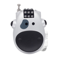 鸣固 拉绳锁 卡通奶牛伸缩钢丝绳钢缆密码锁旅行箱车衣雪橇摩托车头盔锁 银色 75cm