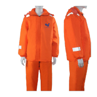 鸣固 船用保温工作救生衣 船检保暖救生衣 防水防风防寒保暖衣 橙色上衣+橙色裤子 4XL